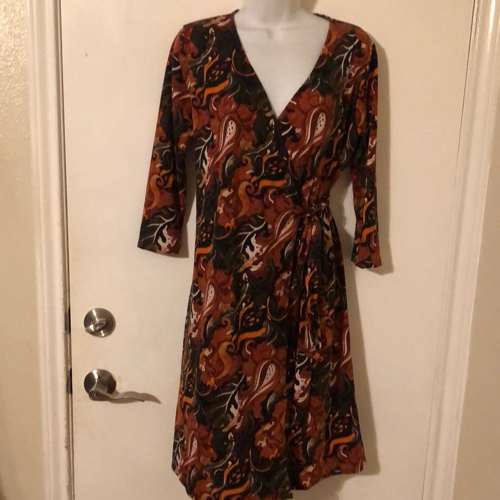 Gorgeous fall color pattern wrap dress